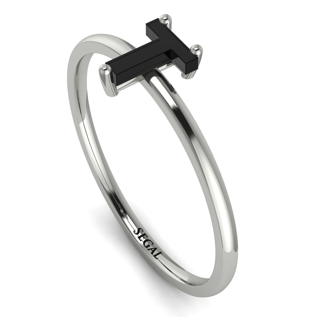 T Letter - Initial White Gold Diamond Ring